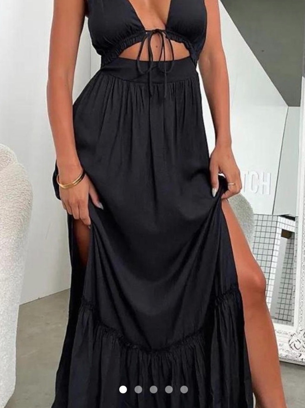 That’s so fetch Black Tie-Shoulder Maxi Dress -